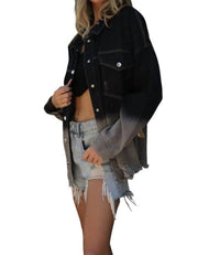 Blue Buttercup - Mya Rock & Roll Distress Ombre Denim Jacket