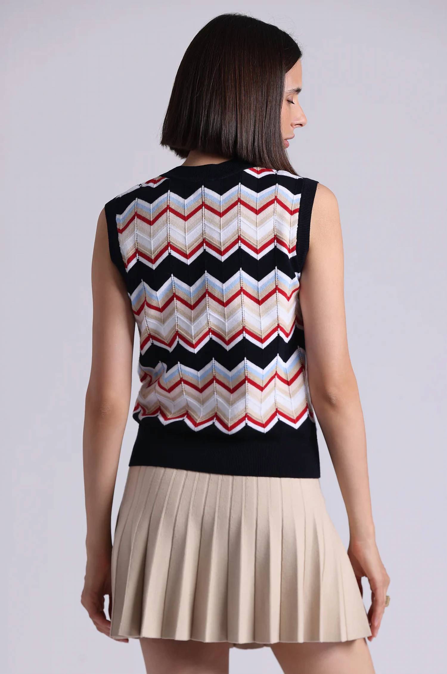 Minnie Rose - Cotton Cashmere Chevron Tank Top