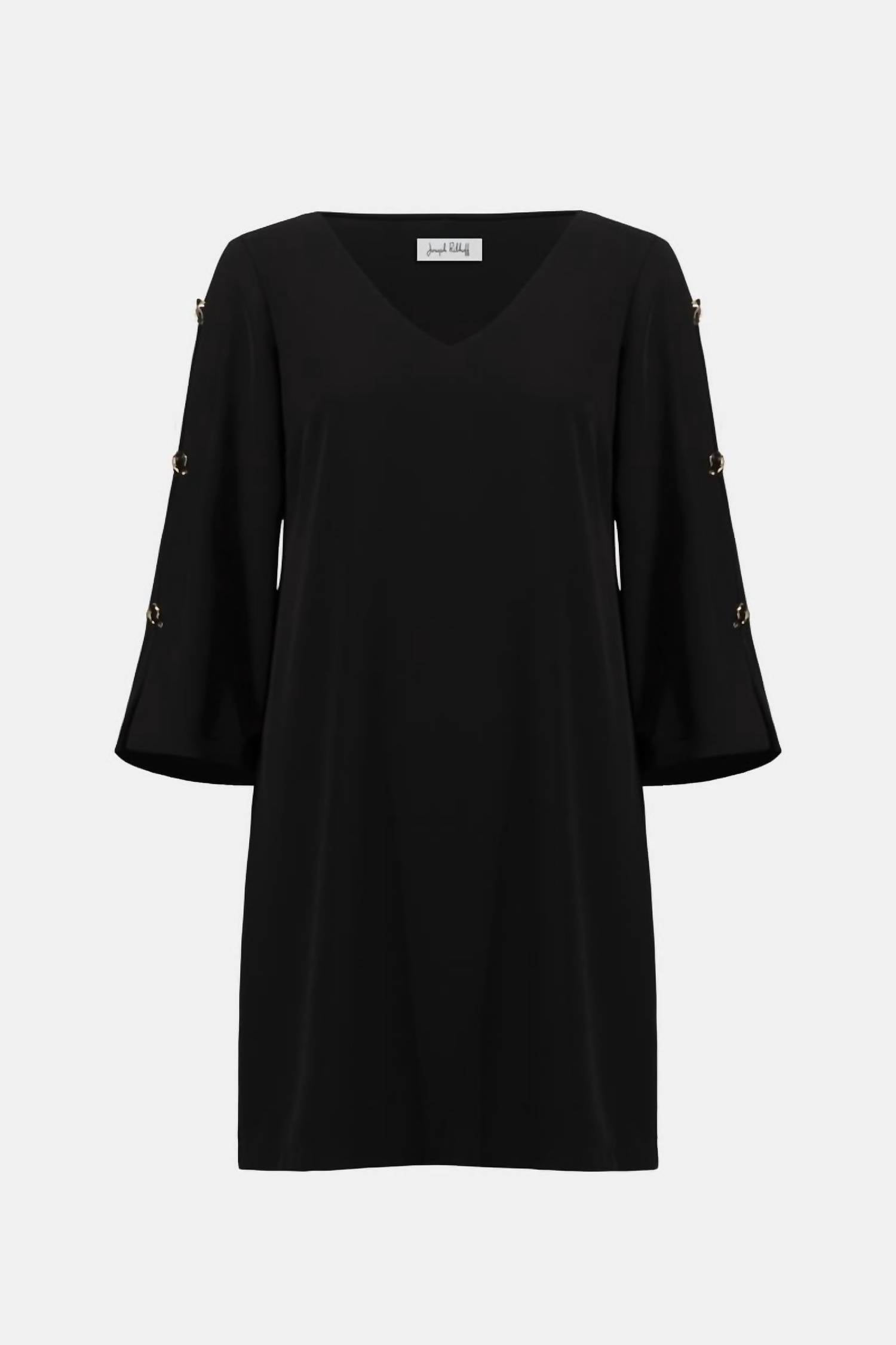 Joseph Ribkoff - Trapeze Mini Dress With Trimmed Slit Sleeves