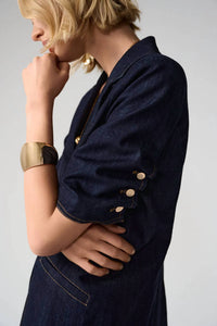 Joseph Ribkoff Short Sleeve Fitted Blazer in denim - women's jacket - view 4