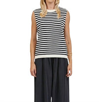 a.ren Striped Tank Top in black white - women's tank top