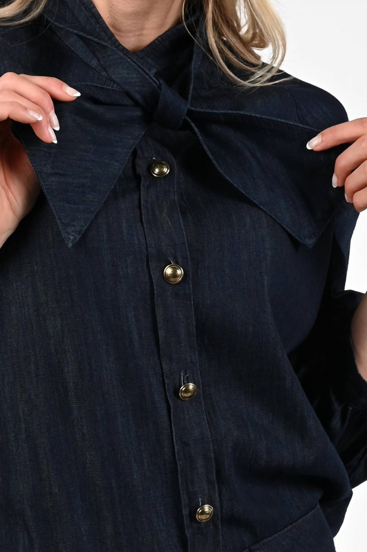 Luisa Cerano - Button Front Blouse With Tie