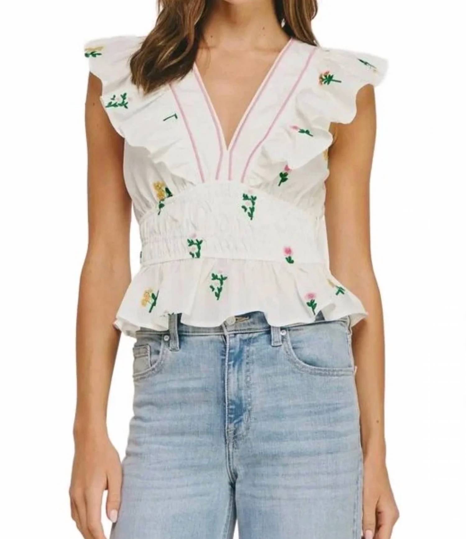 Strut & Bolt - Garden Ruffle V-neck Top