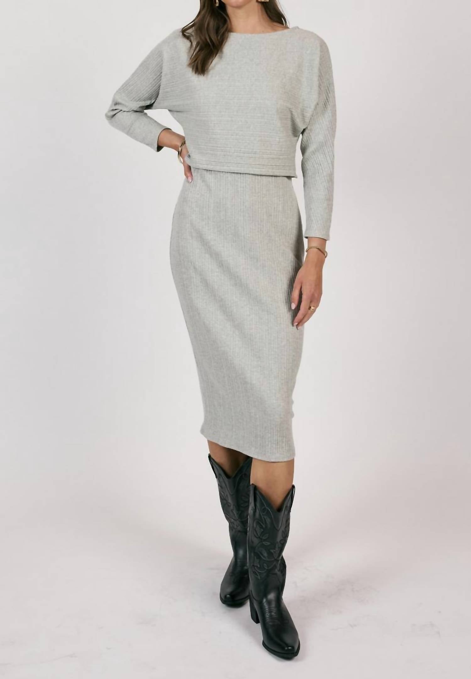 Sage The Label - Take A Walk Ribbed Knit Top And Dress Set