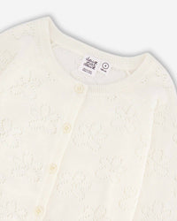 Deux Par Deux - Girls Pointelle Knit Cardigan