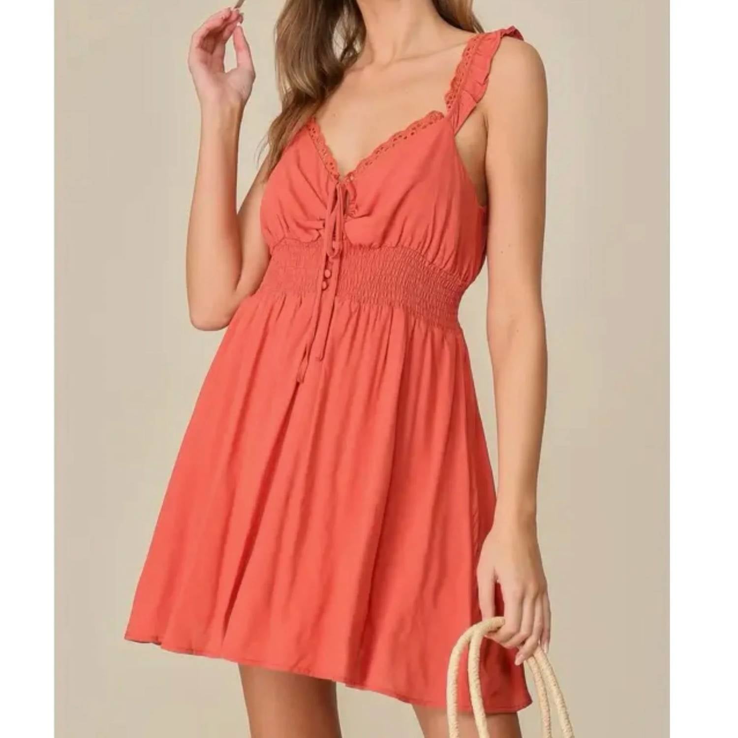Lumiere - Eyelet Ruffle Cami Dress