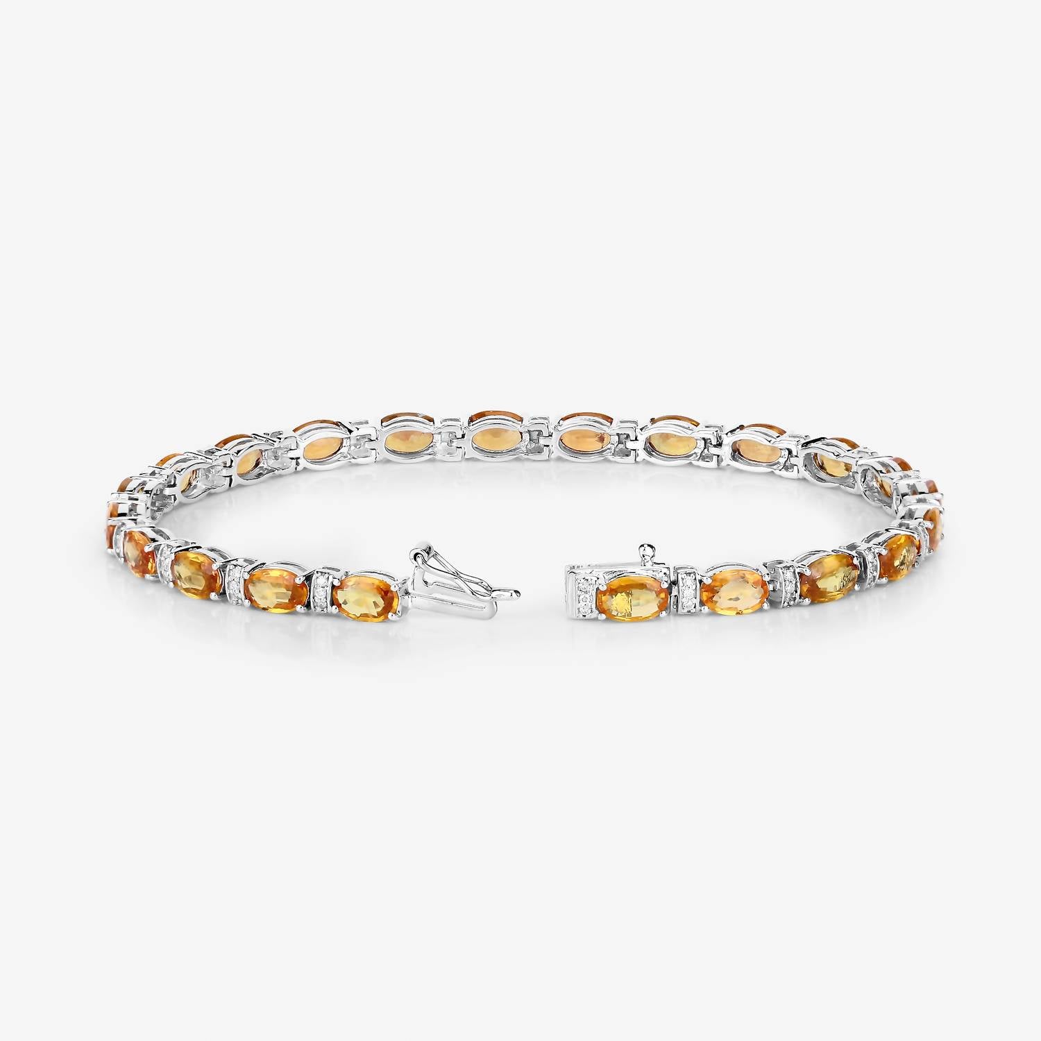 Diana M Jewels Women's Oval Natural Sapphire Bracelet (12.33 Ct) - Grand in 14k white gold - women's jewelry - detail view