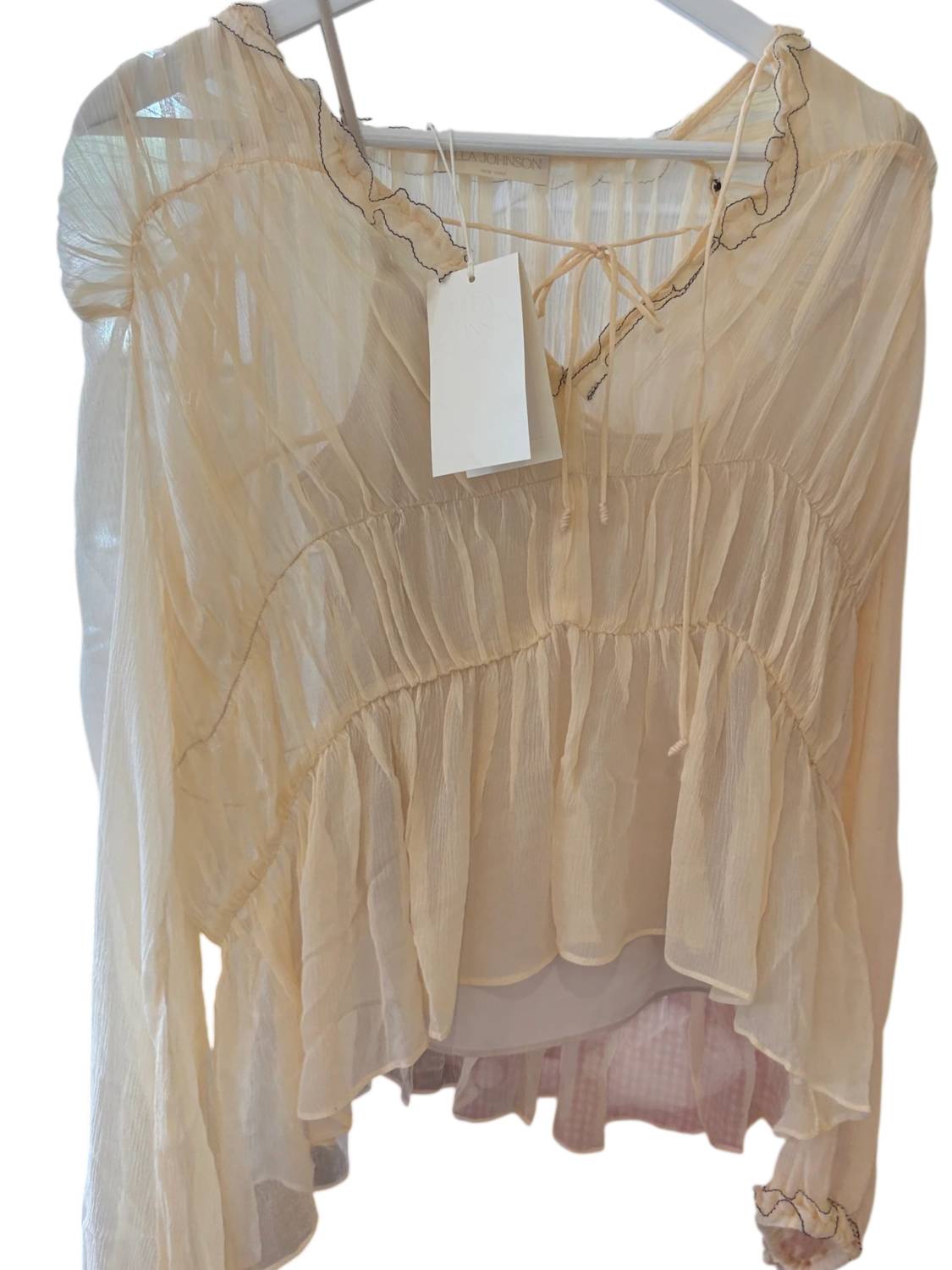 Ulla Johnson - Women's Robbie Silk Tie Front Chantilly Blouse