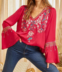 Andree By Unit - Embroidered Bell Sleeve Blouse