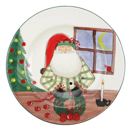 Vietri - Old St. Nick Rimmed Round Platter with Wreath