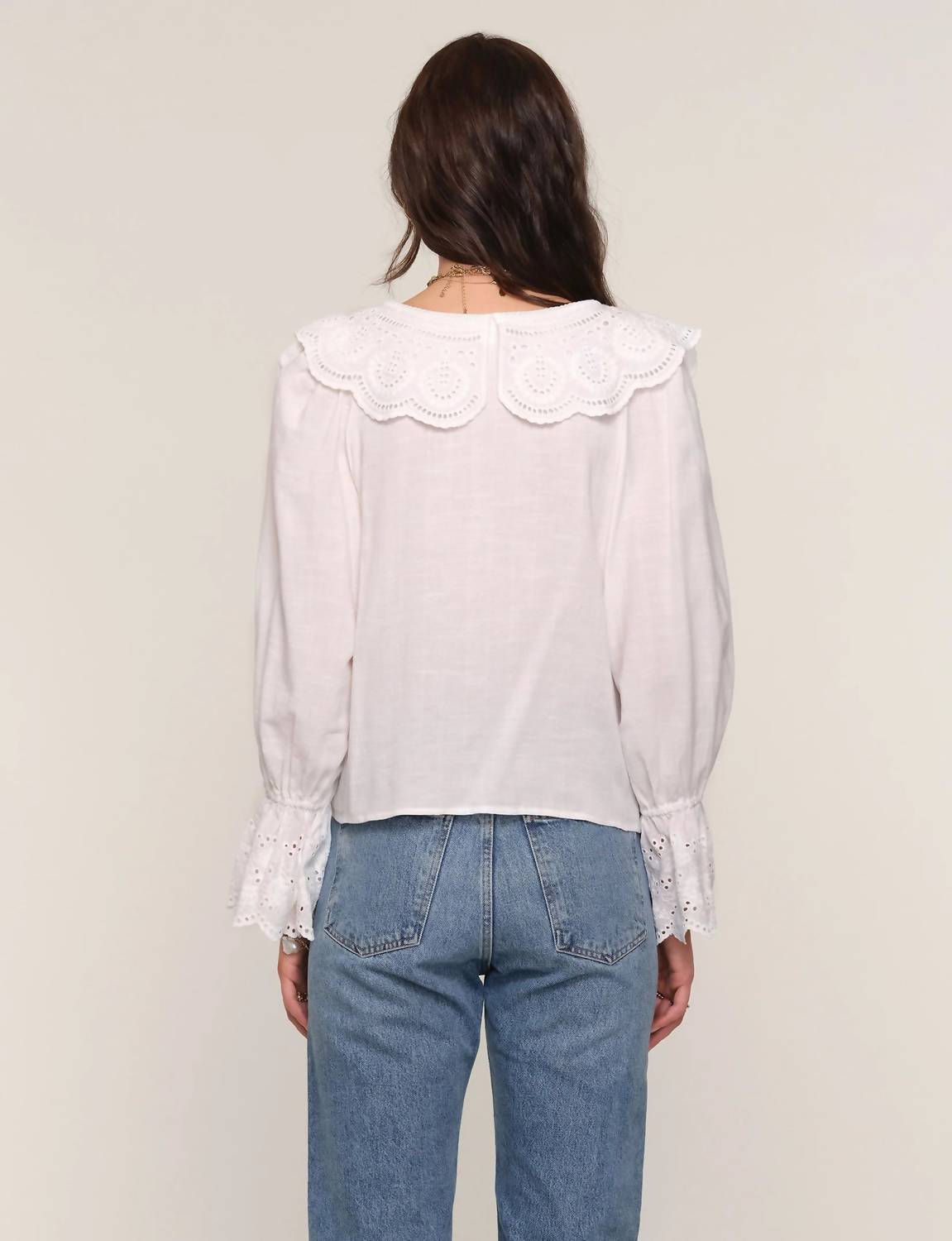 heartloom Dolly Long Sleeve Top in eggshell - women's long sleeve top - detail view