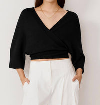 Autumn Cashmere - Dolman Tie Front Sweater Top