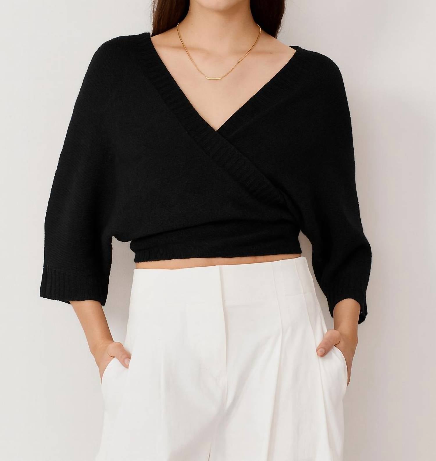 Autumn Cashmere - Dolman Tie Front Sweater Top