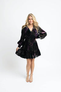 Karlie Geo Velvet Burn-Out Tier Dress in black - women's dress - alternate view