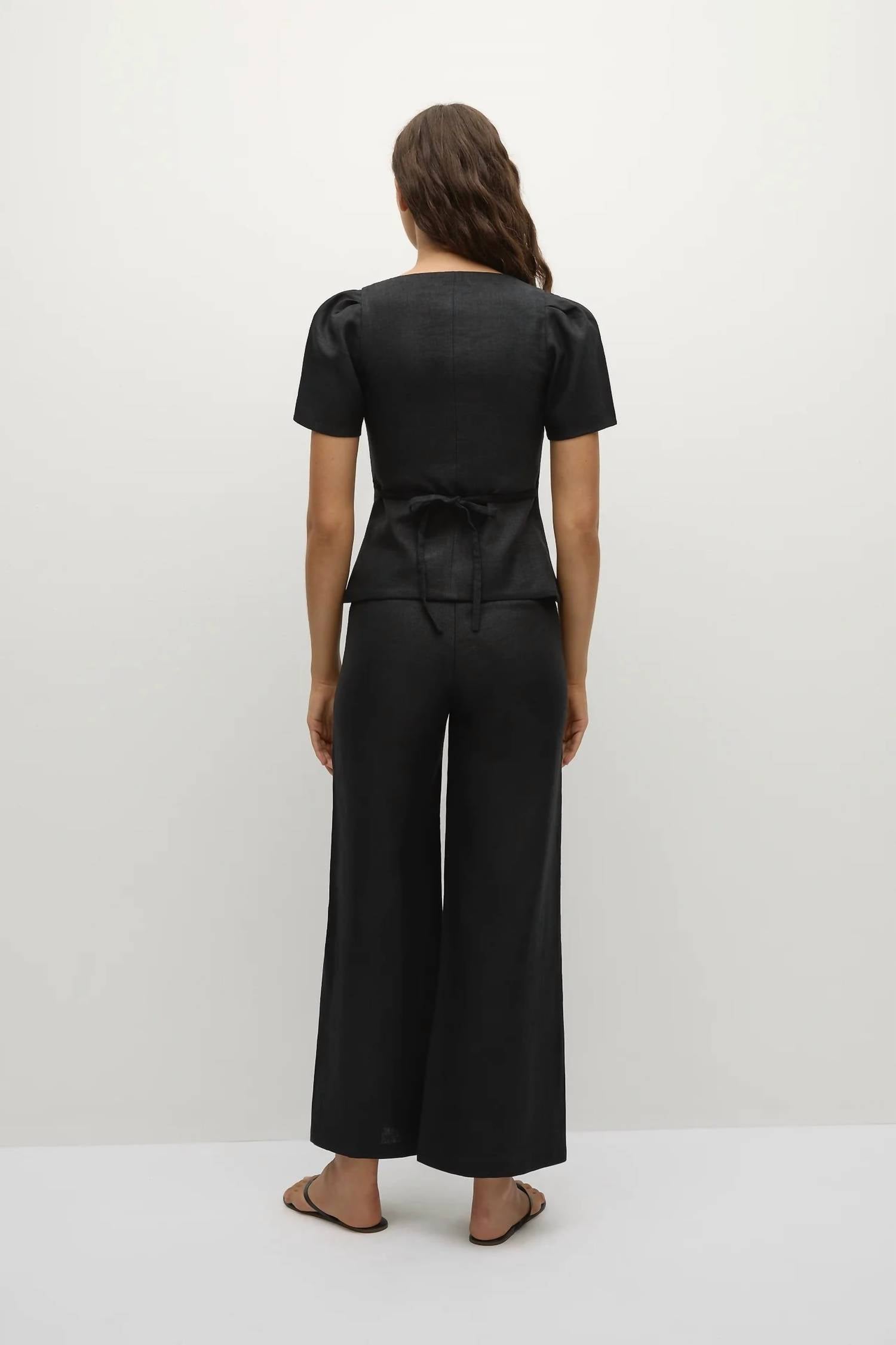 FAITHFULL THE BRAND Wide Leg Jean Pant in black - women's pants - detail view
