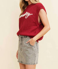 Cloud Ten Gameday Sleeveless Sweater Vest in red - women's sweater - detail view