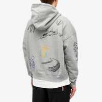 Rhude Scribble Print Oversized Hoodie in gray - men's shirt - view 4