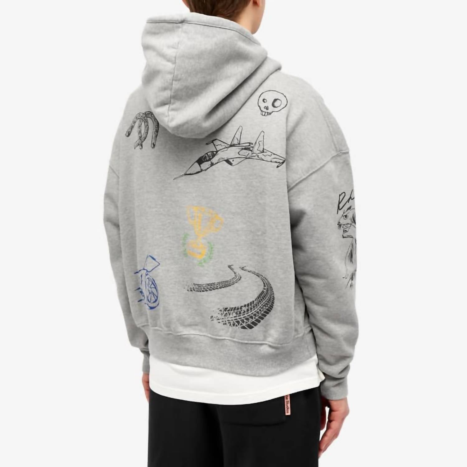 Rhude Scribble Print Oversized Hoodie in gray - men's shirt - view 4
