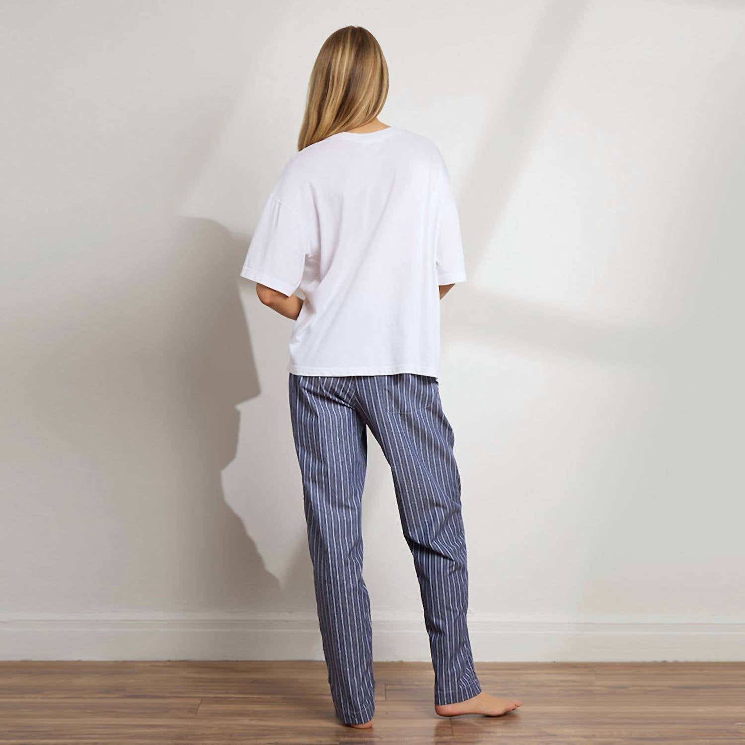 The Sleep Code - Unisex Striped Cotton Boyfriend Pant