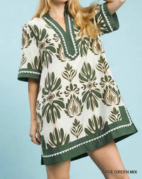 Umgee - Baroque Floral Tunic Top With Trim