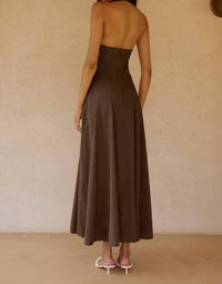 Seven Wonders Astrid Halter Midi Dress in brown - women's dress - detail view