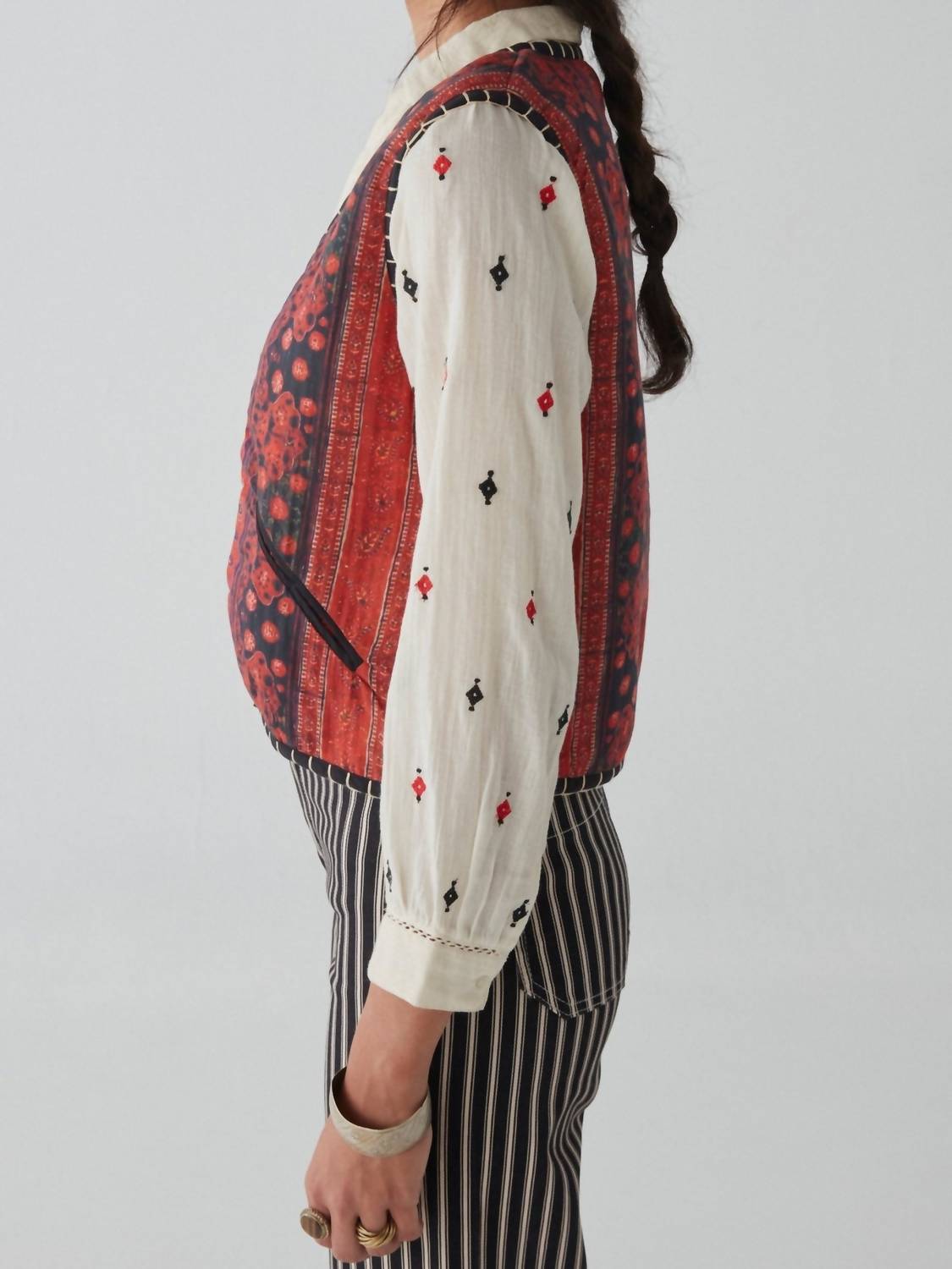 Maison Hotel Women's Paco Vest in le rouge - women's jacket - detail view