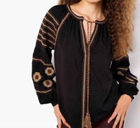 Apricot - Aztec Embroidered Blouse