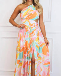 Luxxel - Shoreside Abstract One Shoulder Maxi Dress