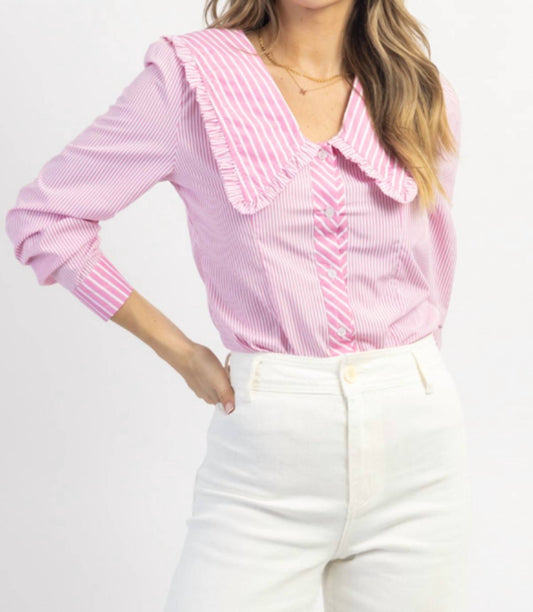 RUFFLE BUTTON DOWN BLOUSE