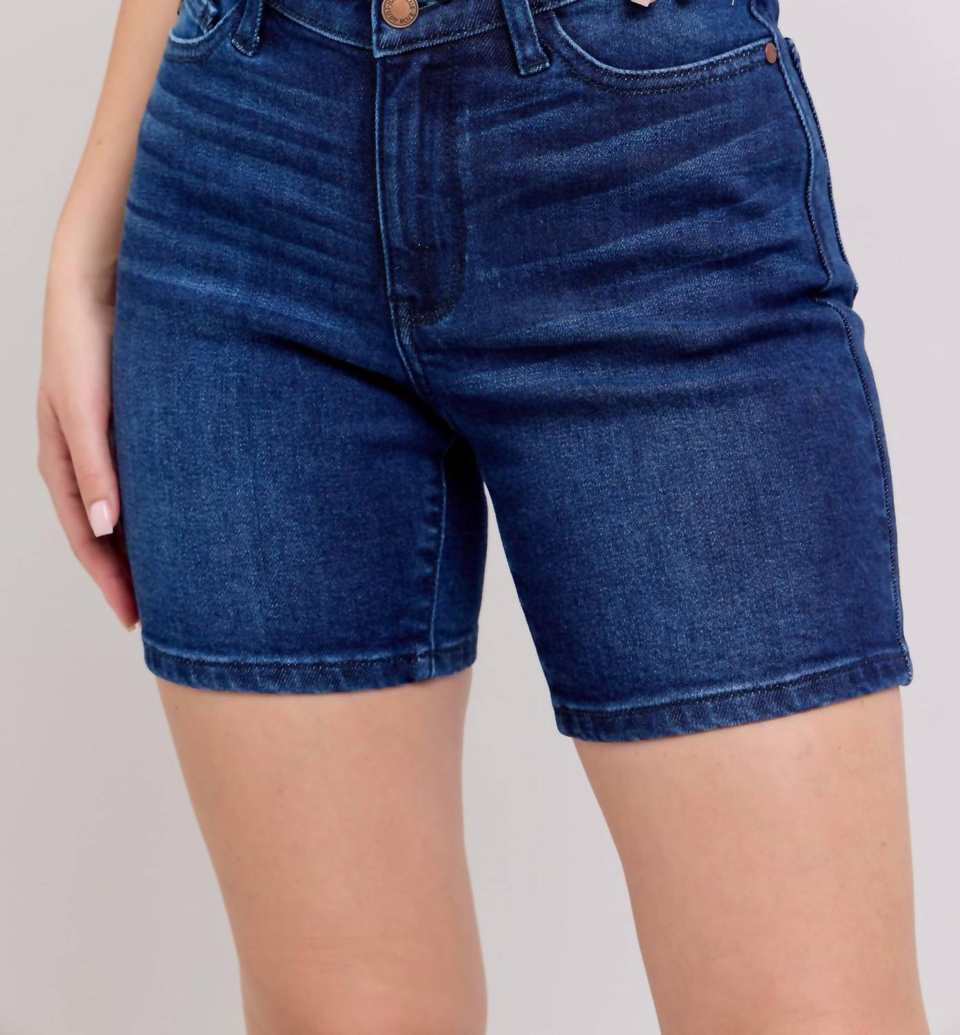 Judy Blue High Waist V-front Bermuda Shorts in blue - women's shorts - view 5