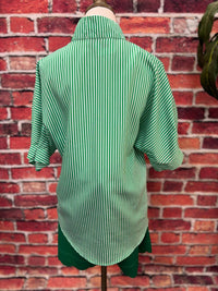 Caryn Lawn - Women's Striped Notch-neck Blouse