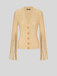 Balmain - Fringed Sleeve V Neck Cardigan