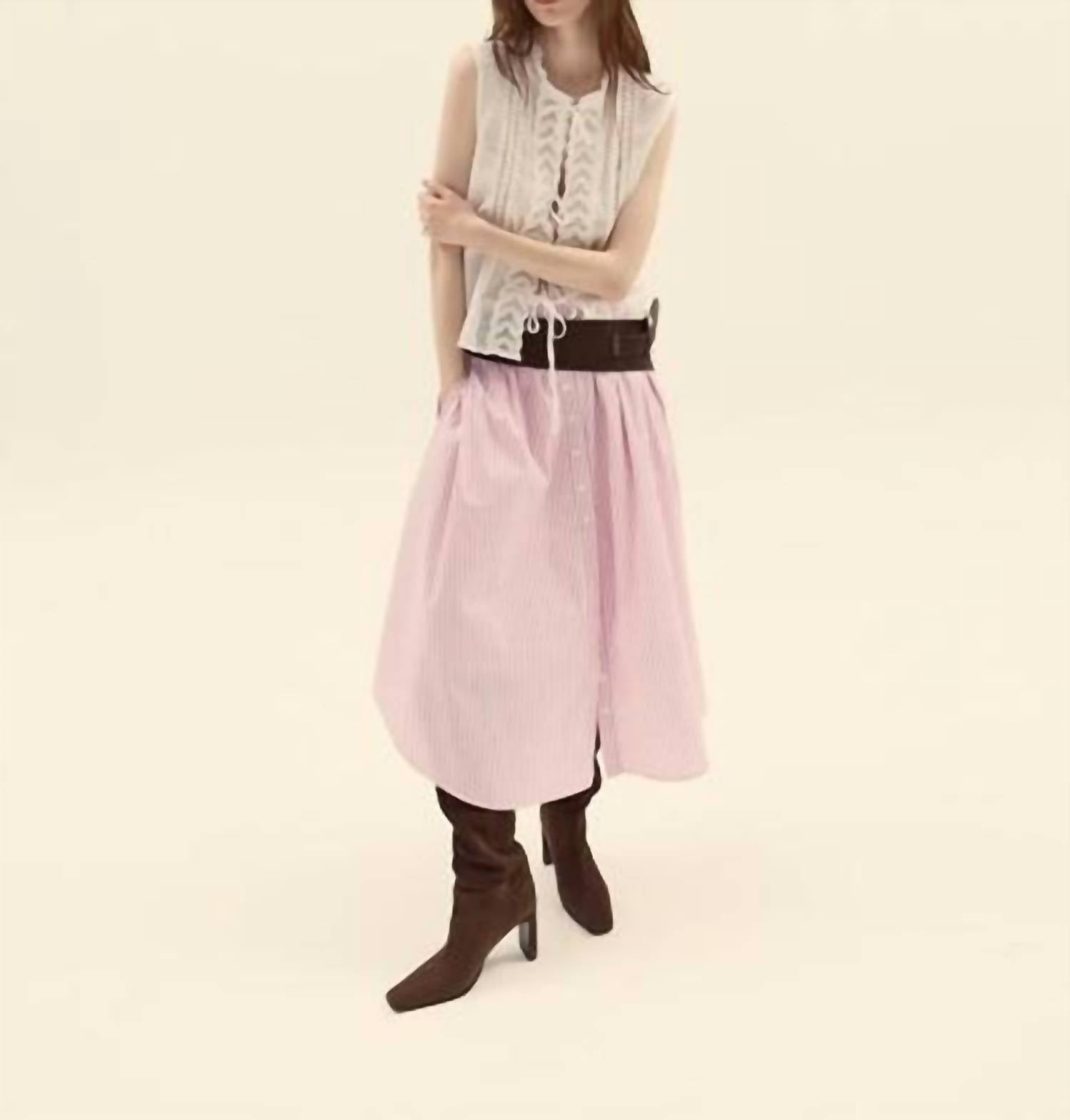 Deluc - Chania Pinstriped Midi Skirt