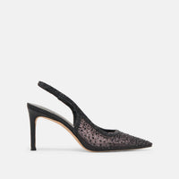 Dolce Vita Women's Kaye Crystal Heels in black mesh - women's heels