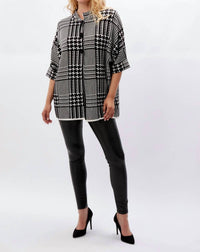 Frank Lyman Abstract Line Print Cardigan in black white - women's cardigan