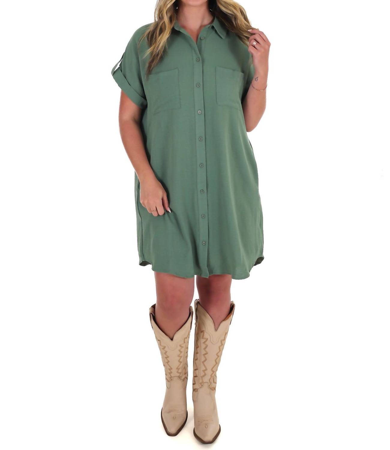 She + Sky - All the Reason Button Up Shirt Dress