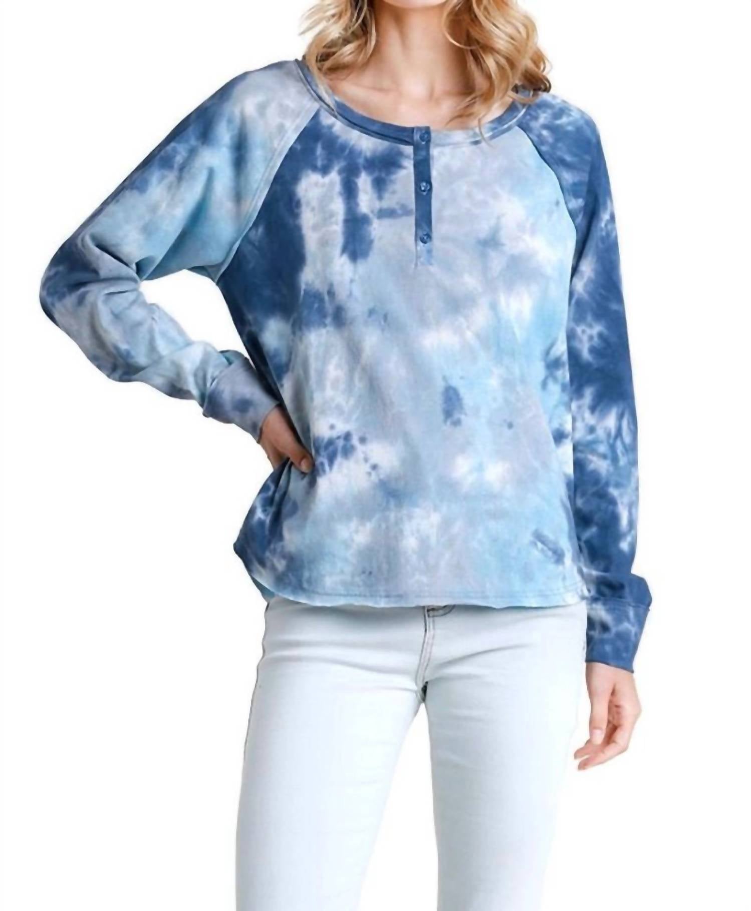 Umgee - Women's Tie Dye Henley Top
