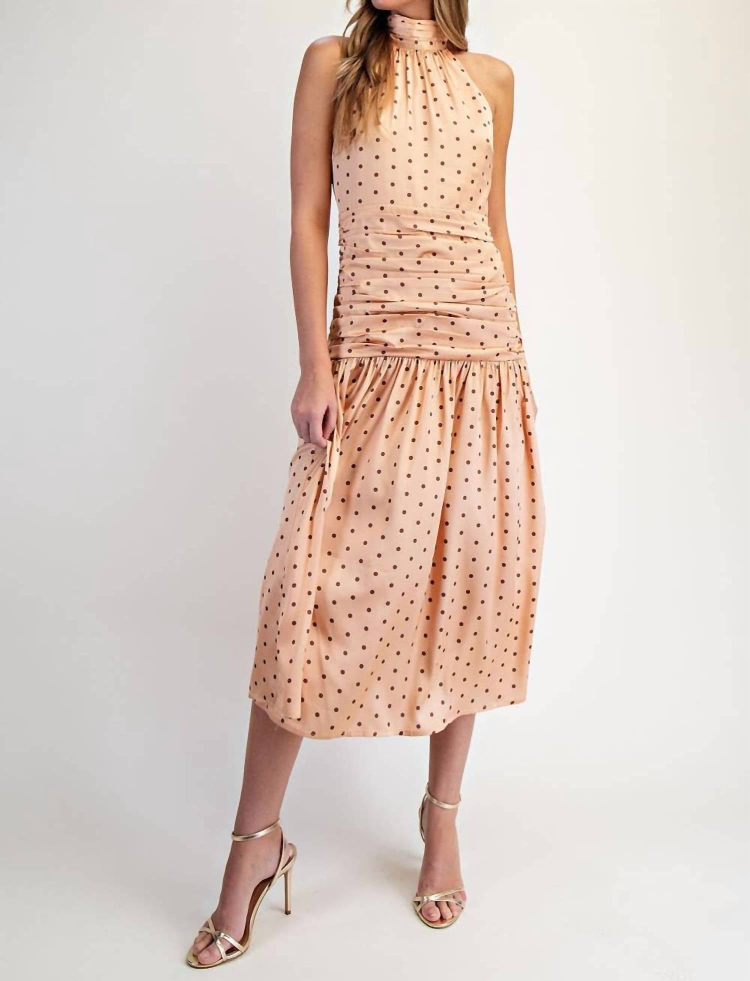 Edit By Nine - Halter Neck Polka Dot Midi Dress