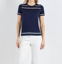 Peace Of Cloth - Sheer Stripe Short Sleeve Crew Top