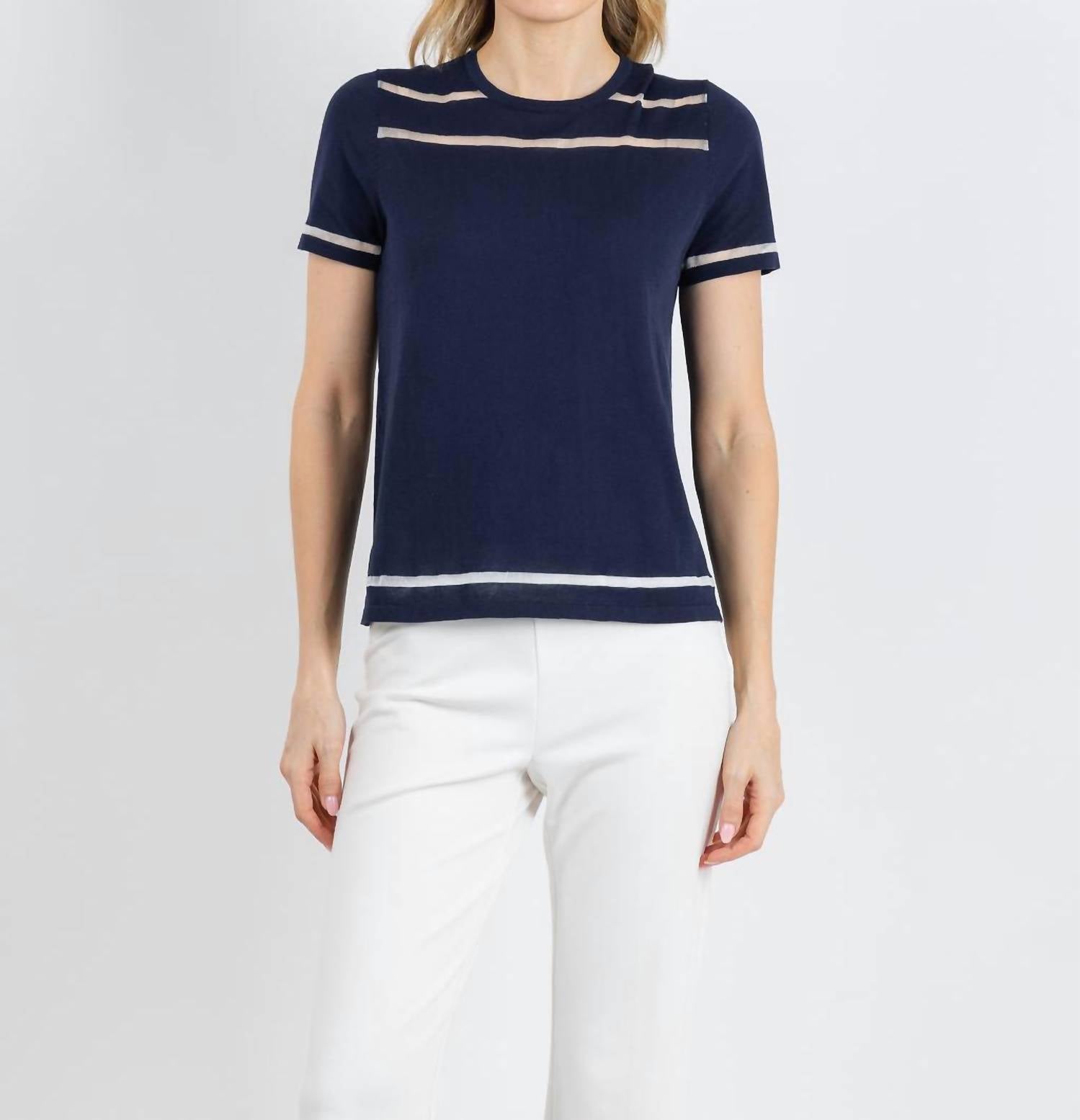 Peace Of Cloth - Sheer Stripe Short Sleeve Crew Top