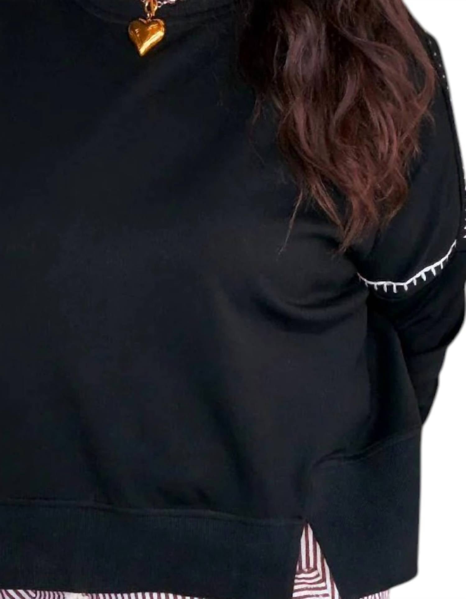 Davi & Dani - Contrast Stitch Crewneck Sweatshirts