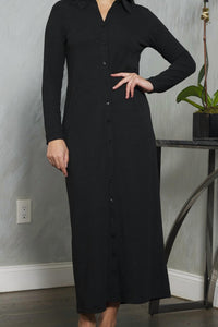 Japparel - Mackenzie Button Down Ribbed Maxi Dress