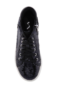 Nina Women's Caroleen Reversible High Top Sneaker in black flip sequin - women's sneaker - alternate view