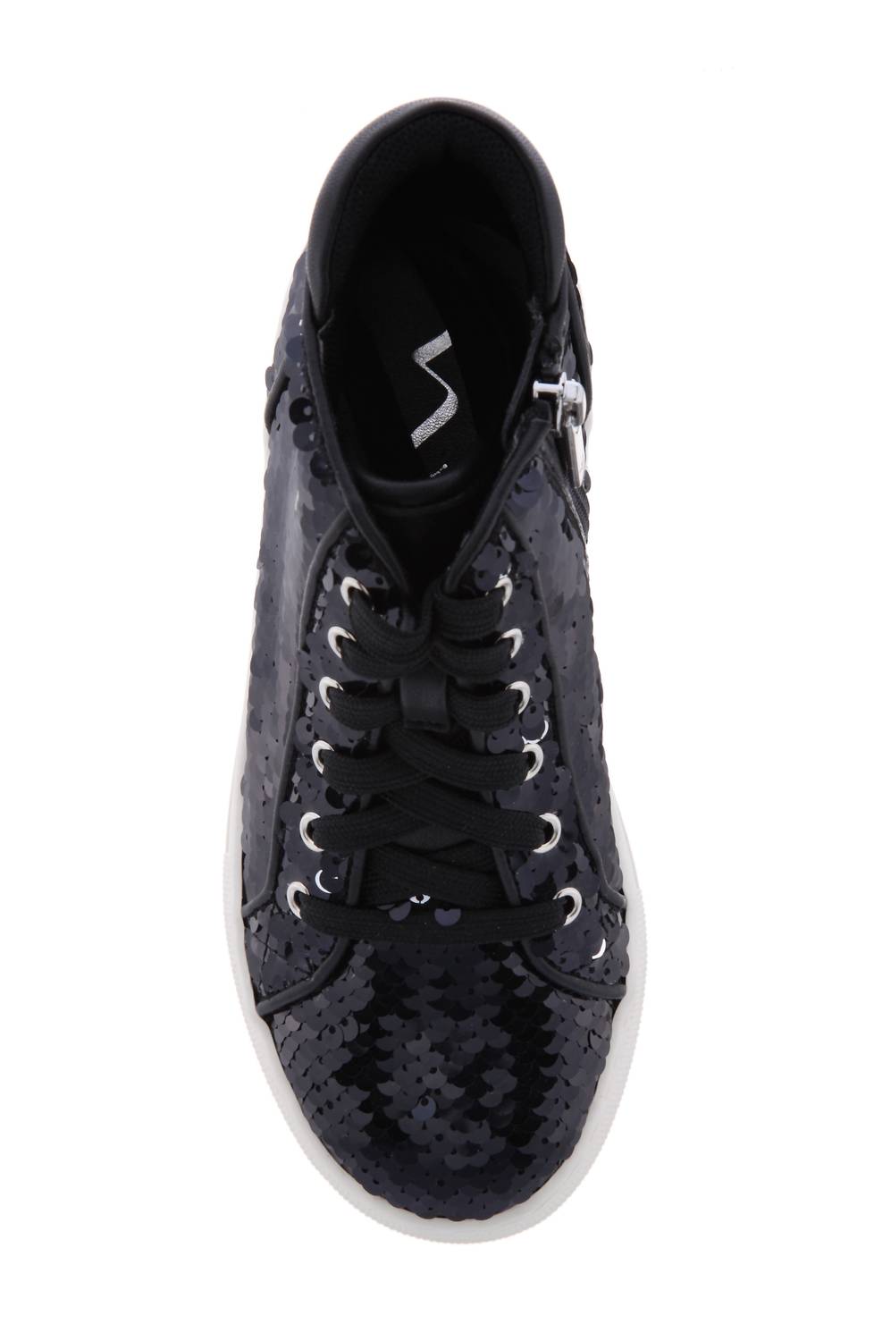 Nina Women's Caroleen Reversible High Top Sneaker in black flip sequin - women's sneaker - alternate view