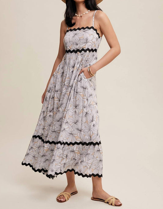 Listicle - Floral Scallop Trim Maxi Dress