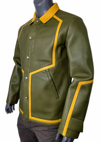 Mcm Worldwide - Men's Winter Leather Stripes Bomber Jacket