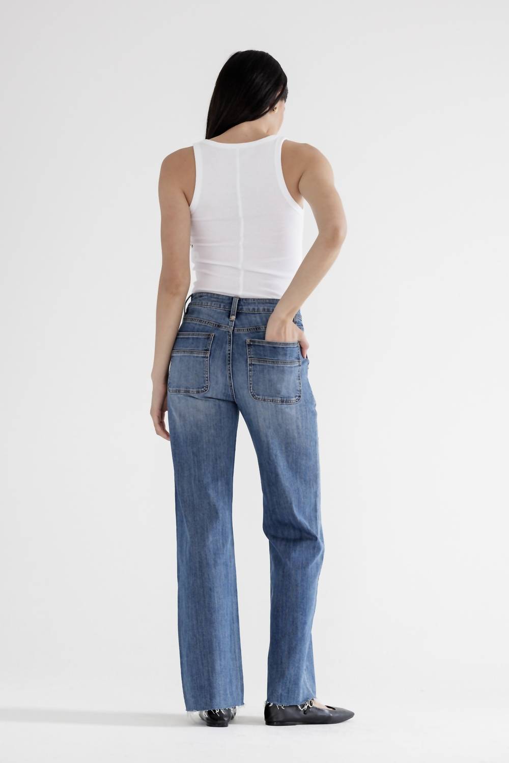 Mica Denim - High Rise Wide Leg Jeans With Big Pockets