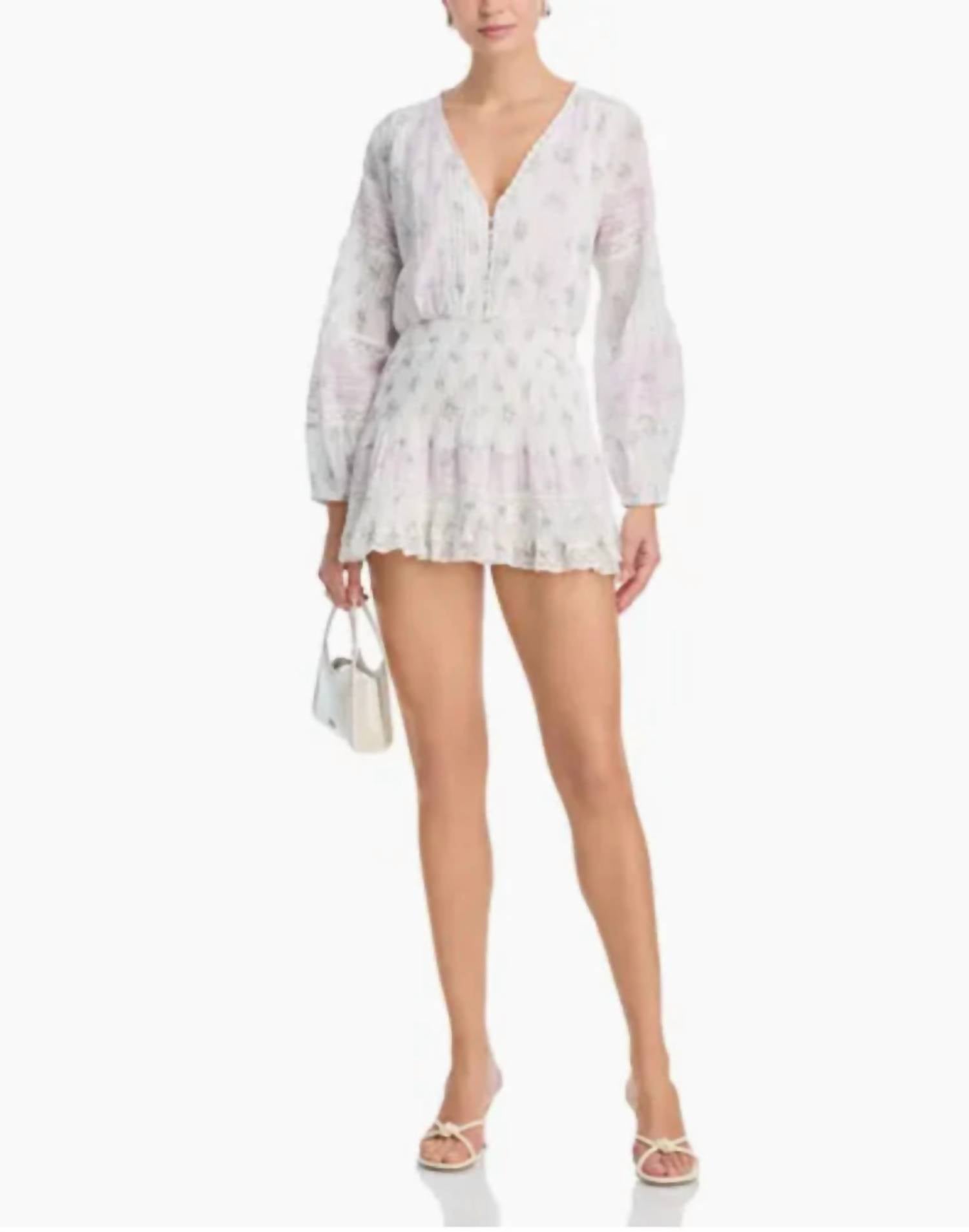 LoveShackFancy Winfrey Lace Mini Dress in lilac vanilla - women's dress