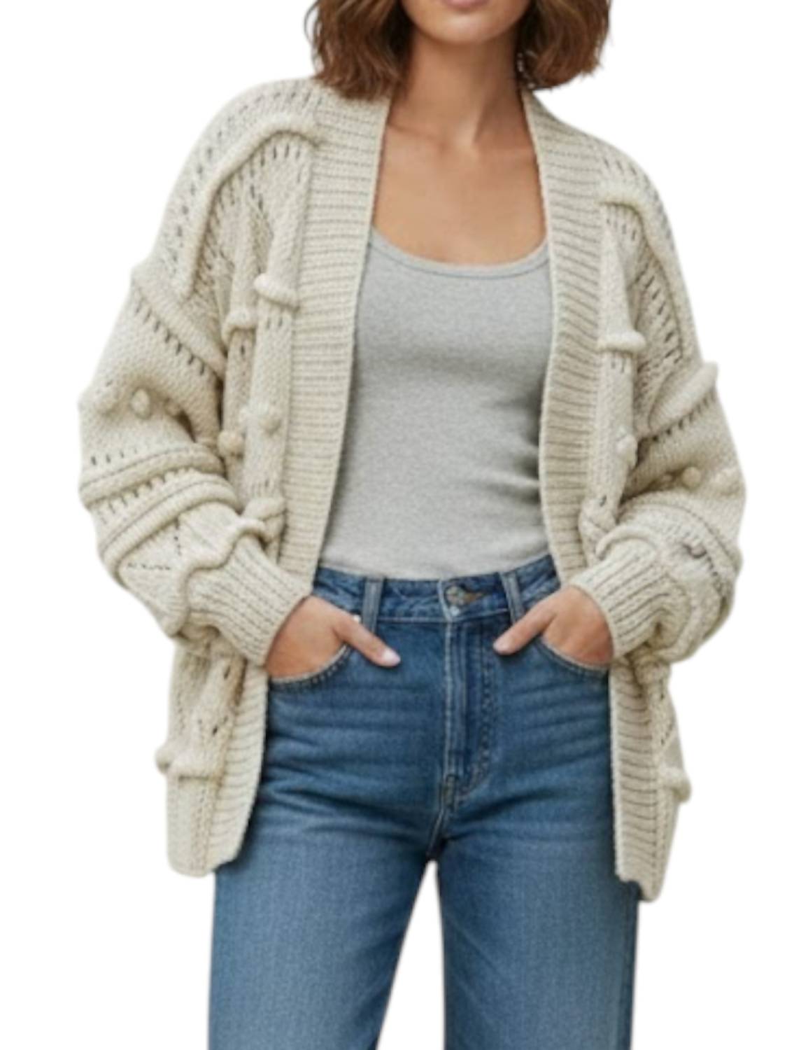 First Born Knits - Open-knit Brigitte Bomber Cardigan