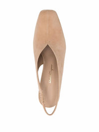 Salvatore Ferragamo Women's F-heel 100mm Slingback Pumps in beige - women's heels - view 203